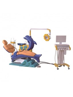 Easyinsmile Dolphin Children type electric control dental chair dental unit blue color