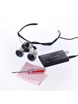 3.5 X Dental Loupes Dentist Optical Glasses 420mm with LED Head Light Black Color