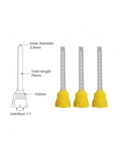 Easyinsmile dental impression putty Intra Oral Dental Impression Mixing  Tips Yellow 100 for 4.2 MM Dental mixing tips