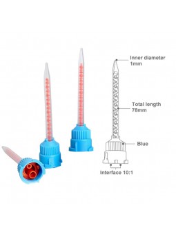 Easyinsmile Temporary Crown and Bridge Materials Dental Mixing Tip 100 PCS Blue 10 to 1 ratio