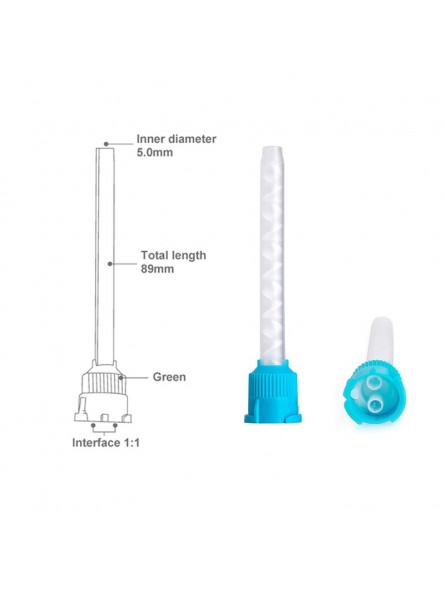 Easyinsmile Dental Impression Mixing Tips 100 pcs Teal 6.5 mm 1 to 1 Ratio