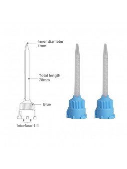 Temporary Crown and Bridge Materials Crown & Bridge Mixing Tips 1:1 Ratio Blue Clear Tip Pack of 48