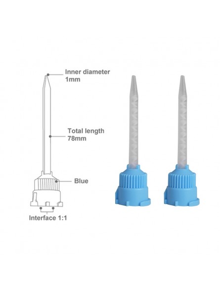 Temporary Crown and Bridge Materials Crown & Bridge Mixing Tips 1:1 Ratio Blue Clear Tip Pack of 48