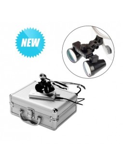 Binocular loupes Easyinsmile New 3.5x 420mm Surgical Binocular Loupes +Head Light Lamp +Aluminum Box