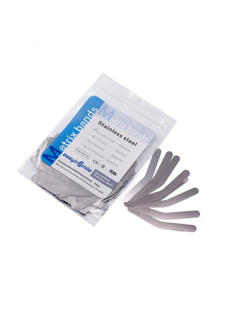 Dental Matrix Bands EASYINSMILE Dental Stainless Steel Tofflemire Matrix Bands .0015" 144pcs/pack size 1, 2, 3, 4