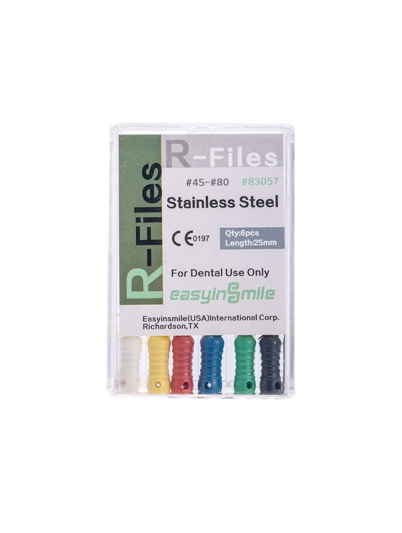 10Packs EASYINSMILE R-Files Dental Canal Root File Endo Stainless Steel Hand Use 25mm