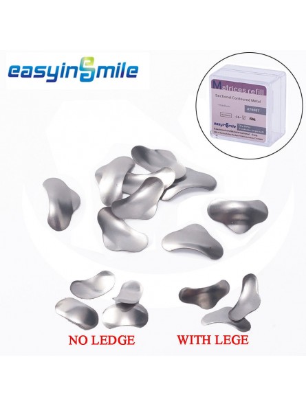 50pcs EASYINSMILE Dental Precontoured Matrix Bands Sectional Pre-Contoured Metal Matrices 