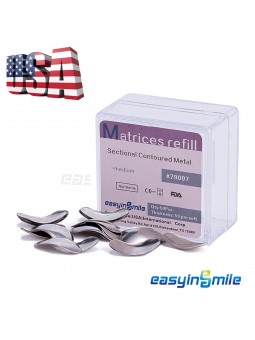 50pcs EASYINSMILE Dental Precontoured Matrix Bands Sectional Pre-Contoured Metal Matrices 