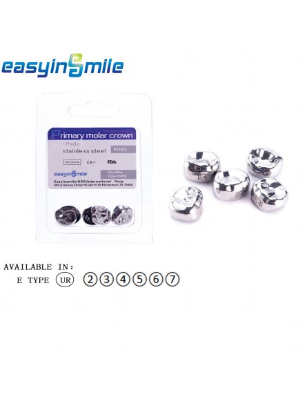 Kids Crown Dental Children Primary Molar Upper Right Crowns Stainless Steel EASYINSMILE 5Pcs/Box