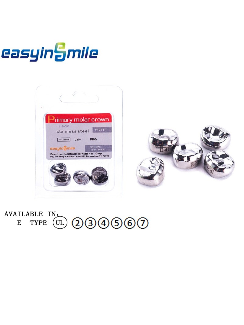 5Pc Dental Primary Molar Crowns Upper Left Crowns Stainless For Kids EASYINSMILE 