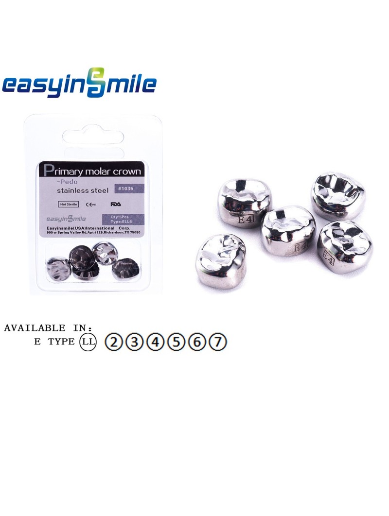 EASYINSMILE 1Box Dental Stainless Kids Temporary Primary Lower Molar Left Crowns