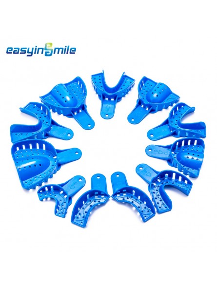 EASYINSMILE 12 Pcs Dental Impression Trays Perforated Plastic Autoclavable Trays