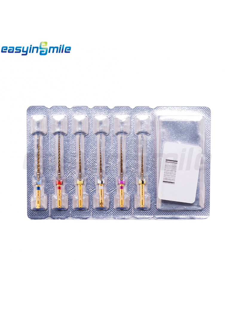 Fichiers Endodontiques Rotatifs NITI X-Pro Gold - Pour Moteur à Canaux, Pack De 6, Coniques