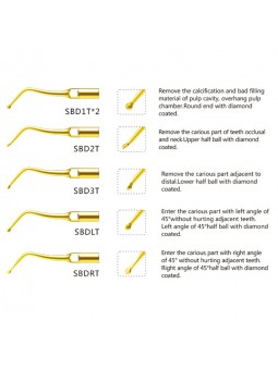 Easyinsmile SCKG SATELEC NSK Woodpecker-DTE Dental scaler Tip Scaler Cavity Preparation Kit Gold SBD1T SBD2T SBD3T SBDLT