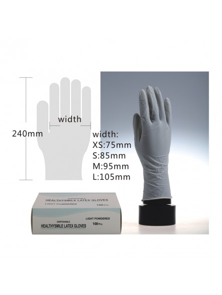 Easyinsmiel Disposable Latex Gloves Light powder Box of 100PCS XS/S/M/L