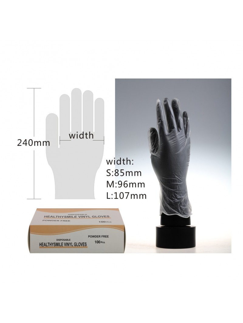 Easyinsmile Disposable PVC VINYC GLOVE POWDER FREE Box of 100PCS S/M/L