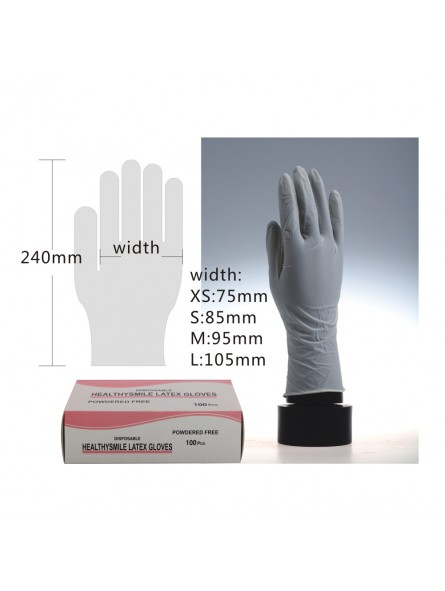 Easyinsmile Disposable LATEX GLOVE POWDER FREE Box of 100PCS -XS/S/M/L  